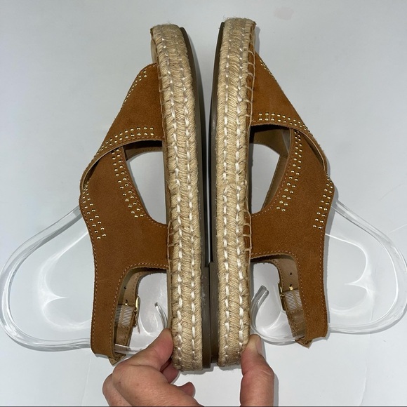 Aerosoles Brown Studded Leather Strappy Espadrille 7.5 - Picture 10 of 14